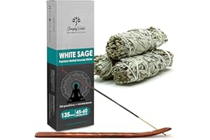 Simply Vedic White Sage Incense Sticks 250-Grams (Approx 135 Premium Stick + Holder)| Lasts 45-minutes, Ideal for Meditation, Yoga, Spiritual Healing, Prayers, Aromatherapy Energy Cleansing