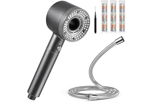 Blendura Doccino per Doccia, Soffione Doccia Alta Pressione Risparmio Idricocon con1.5m Tubo Doccia, Doccia Soffione con 5 Modi Funzione, Soffione Doccia Anticalcare 3 Filtro, Grigio