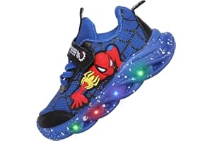 Jasmeko Baskets Lumineuses pour Enfants Garçons, Chaussures de Sport Course Dessin Animé Lumineux LED Basquet Sneaker