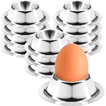Lot De 12 Coquetiers En Acier Inoxydable Empilables - Base Incluse - Design Moderne Argenté