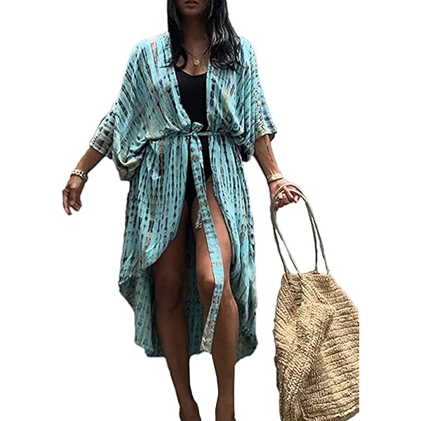 LikeJump Femmes Bohémien Cardigan Kimono Maxi Bikini Cover Ups Été Robe De Plage Caftan