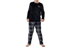 The Essentials Wardrobe Boys Fleece Pyjama Set Thick Fleece Long Sleeve Top & Bottom Pants Sleepwear Pjs Loungewear Nightwear for Kids Soft & Comfortable Top & Trousers 4-13