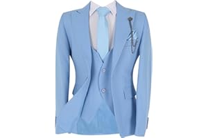 SIRRI Trajes de Boda Ajustados para niños, Conjunto Completo de 8 Piezas Formales con Textura de Espiga