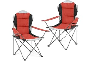 Hyfive Chaise de Camping Pliante - Rouge - 2 chaises