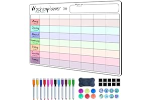 Prelisee Whiteboard Wochenplaner Magnetisch Abwischbar 42×30cm Kann Als Essensplaner Woche,To Do Liste,Haushaltsplaner,Einkaufsliste, Kinder Wochenplaner Abwischbar für Kühlschrank