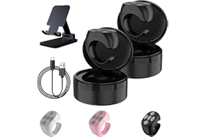 NNBWLMAEE Fingertip Wireless Bluetooth Remote Control, Remote Scrolling Ring, Comfortable Bluetooth Scrolling Ring, Remote Control Shutter/Clicker, Scroll Videos,Volume Control,for IOS Android (2Pcs-Black)