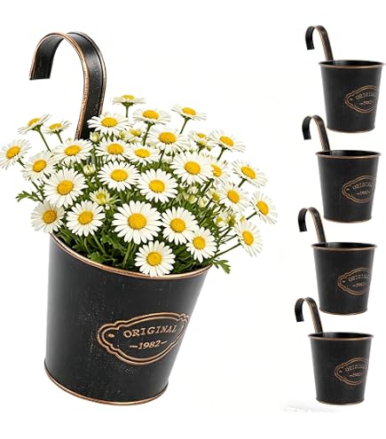 Barnyard Designs Set di fioriere da giardino per erbe aromatiche da interno con vassoio, vasi in metallo per davanzale con drenaggio, per piante da esterno o interno, grigio, set/3