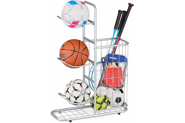 Relaxdays bollställ, 3 avtagbara bollhållare, för basket