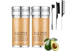 umorismo 2 Pack Hair Wax Stick Set, Styling Wax Stick Edge Control Stick Hair Pomade Stick with Hair Comb and Brush for Smooth Wigs Flyaways Edge Frizz Hair
