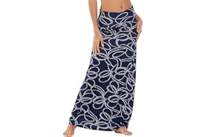 EXCHIC Donna Estive Boho Lunga Gonna Elegante Elasticizzata Spiaggia Maxi Gonna