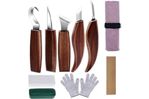MUMISUTO Kit Intaglio Legno, Strumenti per Intaglio del Legno, 10PCS Strumenti per Intagliare il Legno con 6 Coltelli da Intaglio, Kit Lavorazione Legno Ideale per Principianti e Professionisti (B)