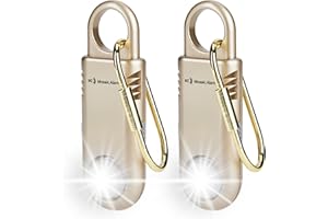 MOSAIC ALARM 2 Pack 135dB Rechargeable Personal Safety Alarm Torchlight Non Slip Grip Keychain Siren for Women, Gilrs, College Students. Emergency Mutual SOS Paging Alerts Loud Sound Hiking Bear Alarm. Gold