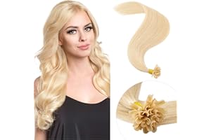 Elailite Extension Cheratina Capelli Veri 50 Ciocche 100% Remy Human Hair con Keratina Invisibili Capelli Indiani 40g 35cm #24 Biondo Chiaro