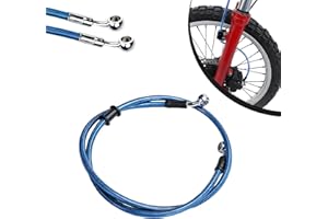 JFG RACING 140cm Motorrad Bremsschlauch, Stahlflex Bremsleitung, Blau, 10mm Banjo, 28° Hohlschraube, 500-2000mm Länge, Für Dirt Bike, Enduro, Motocross, ATV, Quad