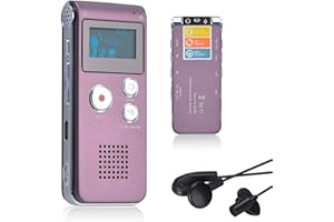 Lychee Dictaphone Enregistreur Vocal Numérique 8GO Portable, Lecteur MP3 Audio à Double Microphone pour Conférences/Réunions/Entretiens/et Cours (Rouge)