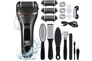 KMYC Electric Foot File for Hard Skin Remover, Feet Callus Remover Scrubber Brush File for Dead Skin Dry Heel Skin Scholl Pedicure Tools Kit, Black