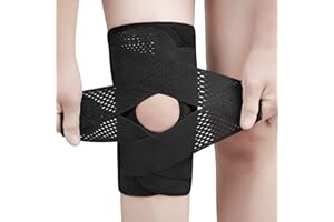 ANAMPION Kniebandage, Knieschützer mit Klettverschluss und Patellaöffnung Klappbare Kniebandage für Männer und Frauen Verstellbare Kniebandage bei Geschwollenen ACL Sehnen Bander Schwarz(XL)