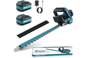 RINOXAR Tagliasiepi a Batteria con 2x 21V/4000mAh Batterie, Tagliasiepi Elettrico 600W Motore Brushless, Taglia Siepi da Giardino a Batteria con Lunghezza di Taglio 52cm, Taglio Diametro 15 mm - TrimCut PRO