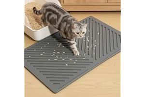 Conlun Silikonowa mata do żwirku dla kota, gumowa, wodoodporna, na podłogę, łatwa do czyszczenia, antypoślizgowa mata do kontroli kuwety, szara, 60 x 38 cm