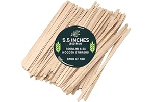 PASTIKO Wooden Coffee Stirrers 140mm (100 Pcs) | Disposable Eco Friendly Wooden Stirrer, Cocktail Sticks, Hot & Cold Drink Stirrers, Cocktail Stirrer, Long and Sturdy Craft Sticks for Tea, Coffee & Cocktails