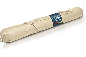 Beautissu Boudin Bas de Porte – 100% Coton – 100x10cm Crème – Boudin de fenêtre avec Passant – Bas de Porte Isolant – pour Porte, fenêtre et Porte de Jardin – Viento