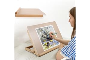 RHAIQBVC A3 Artist Drawing Board Smooth Solid Beech Wood Desktop Painting Easel 16.93x12.6x2.36 inches Adjustable Angle Folding Art Easel Table Top Sketching Board for Artists Beginners Student