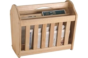 iTrend Standing Magazine Rack Rubberwood Newspaper Shelf - Storage Holder Wooden Stand