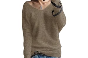 Liny Xin 100% Laine Mérinos Pull Femme Hiver Chaud Chic Col-V Loose Haut Manches Tricoté Longues Doux Pull