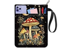 CRASPIRE Mushroom Book Sleeve Book Cover Protector Pouch with Zipper Pocket Washable Reusable 11 x 8.7 inch Print Portable Book Bag Gifts Paperbacks Bibles Soft Paperbacks Notebook Journal Textbooks