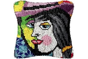 ROCKY&CHAO Myriad Choices Latch Hook Rug for DIY Latch Sets with Cushion 43 x 43 cm Cushion Cover for Adults and Children Latch Hook Kit Home Accessory Wall Art