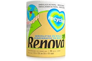 Renova Rollos de Cocina Recycled Gigarollo Ecológico | 1 Gigarrollo Equivalente a 10 Rollos de Cocina | Papel Reciclado & Certificado Ecolabel