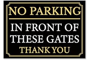 LP Lifestyle No Parking Sign – “In Front of These Gates Thank You”, durable 1mm PVC, weatherproof, rust-free, long-lasting outdoor use. No.066 (Black & Gold, A4 (210mm x 297mm) – No Holes)