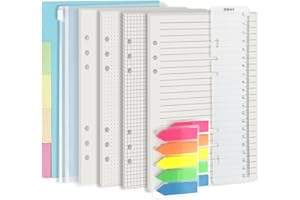 ‎HARPHIA A5 planner inserts with paper divider and gift, refillable for refills, Harphia, 6 ring binder refills, dots, line, grid, normal, 80 sheets/160 pages (A5 5.59 x 8.27 inches)