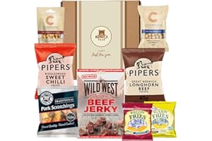 BUNDLE BEAR Pub Snacks Hamper for Men - Savoury Snack Gift Box with Beef Jerky, Pork Scratchings, Pipers Crisps, Cambrook Nuts, and More | Gift Box for Men for All Occasions (Standard Gift)