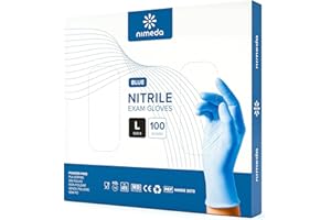 Kemes Lot de 100 gants jetables en nitrile sans latex et sans poudre Bleu Taille L