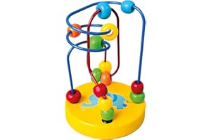 BINO WORLD OF TOYS Bino Motor Skills Bow, Wooden Toy (Motor Skills Toy for Children from 10 Months, Promotes Motor Skills, with Yellow Painted Wooden Base, Dimensions Approx. 9 x 12.5 x 9 cm), Yellow