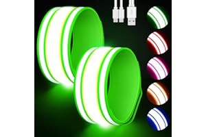 Samlior LED Bandas Reflectoras Paquete de 2, 5 Colores y 3 Modos de Luz LED Recargable Brazalete Reflectante, Seguridad Brazalete para Correr Ciclismo Trotar