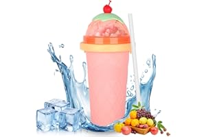 CIOXSOIO DIY Slushy Maker Cup, Slushy Maker Mug Congelado de Silicona, Maquina de Granizados Cup con Pajita y Cuchara 2 en 1, Quick Vaso para Hacer Granizado para Batido de Frutas, Rosa