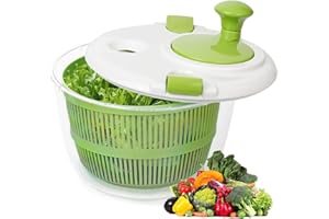 SHENGRUI Salad Spinner 5L Salad Washer and Spinner, Household Fruit Drainer Salad Dryer, Lettuce Spinner with Vegetable Washing Basket and Serving Bowl