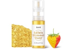 Glitter Commestibili Oro 10g, Wwtop Colorante Alimentare Glitter, Brillantini Commestibili Glitter Spray, Glitter Edibili Polvere Colorante Alimentare per Cocktail Decorazioni Torte,Fondant,Cupcakes