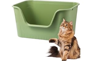 Vealind Bac à litière pour Chat avec côtés Hauts et entrée Basse, 100% étanche, Anti-éclaboussures (Vert)