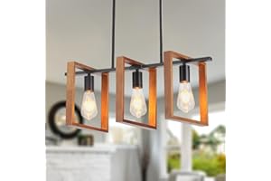 GHiycotdl Lampadari Da Cucina,Legno Metallo Piscina Tavolo Luci, Industriale Lampadario Cucina Altezze Regolabili Per Sala Da Pranzo E Soggiorno, Foyer Corridoio (C,3 Heads)