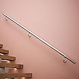 Rothley Brushed Stair Hand Rail Kit 2.4M - Internal Staircase Steel Banniser, KDP2400