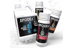 EPODEX Epoxidharz Set PRO Serie | Kristallklares Epoxy Resin für Gießhöhen bis 2cm, 5cm oder 10cm | Gießharz Set Beschichtungen, Kunst, Handwerk, Vergüsse, River-Tische, Lampen, Schmuck und mehr