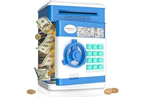 DOUBLECARE Alcancía de Gran Regalo para niños, alcancía electrónica, Mini cajero automático, Caja de Monedas electrónica para niños, Ahorro de Dinero en Papel, contraseña, Banco de Monedas