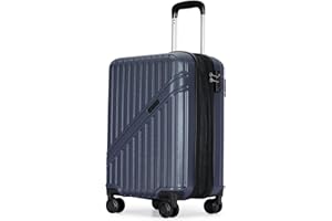 GinzaTravel Lightweight 4 Wheels Suitcase ABS Hard Shell Suitcase Luggage Expandable Durable Suitcases with TSA Lock (Small Dark Navy Blue)