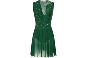 CHICTRY Women's Lyrical Dance Costume Keyhole Ruched Modern Contemporary Dance Dress Leotard