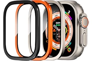 SONGSIER Ochraniacz ekranu Apple Watch Ultra 49 mm, rama ze stopu tytanu ze szkłem hartowanym 9h, lekka folia ochronna, ultra cienka, odporna na zarysowania Apple Watch Ultra 3/2/1