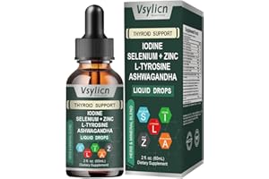 VSYLICN Thyroid Support Supplement for Women and Men - Energy & Focus Formula - Vegetarian & Non-GMO - Iodine, Vitamin B12 Complex, Zinc, Ashwagandha, Selenium, Copper, Coleus Forskohlii, & More - 60ml