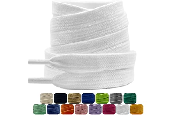 Dafannis 2 Paires Lacets Coton, Lacets Plats Larges de 9 mm Résistants à la Déchirure pour Sneakers, Chaussures de Sport, Baskets, Lacets de Remplacement Haut de Gamme